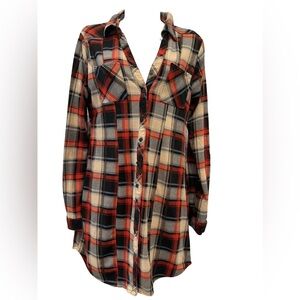 Passport Plaid Button-Up Pajama Shirt size medium